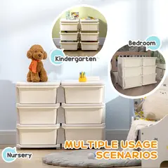 HOMCOM Kids Storage Unit, with Six Drawers - Cream - 5