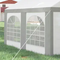 Outsunny 4m x 4m Marquee Gazebo with Sides, Level 6 Wind Protection & Waterproof, Light Grey - 9