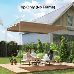 Outsunny Retractable Pergola Cover, 2.55 x 2.5 m Replacement Canopy Fabric for 3 x 3 m Frame, Roof Top Only, Tan - 2