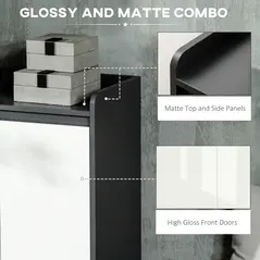 HOMCOM High Gloss Shoe Cabinet with White Doors and Open Shelves, Hallway Shoe Cupboard Storage Organizer for 19 Pairs of Shoes, Grey - 5