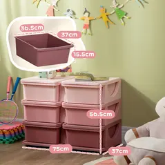 HOMCOM Kids Storage Unit, with Six Drawers - Pink - 3