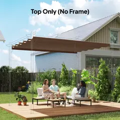 Outsunny Retractable Pergola Cover, 3.5 x 2.6 m Replacement Canopy Fabric for 4 x 3 m Frame, Roof Top Only, Brown - 2