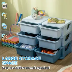 HOMCOM Kids Storage Unit, with Six Drawers - Blue - 4