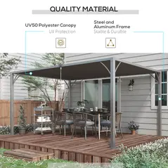 Outsunny 4 x 3(m) Outdoor Pergola with Retractable Roof, Aluminium Louvered Patio Gazebo Canopy for Lawn Garden Patio, Grey - 5