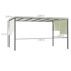 Outsunny 3 x 4m Outdoor Garden Pergola - Cream White - 3