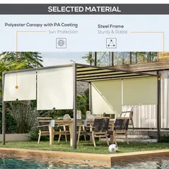 Outsunny 3 x 4m Outdoor Garden Pergola - Cream White - 6
