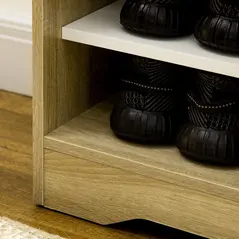 HOMCOM Shoe Storage with Double Doors and Open Shelves 13 Pair Shoe Storage Organizer for Entryway Hallway Natural and White - 9