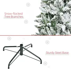 HOMCOM 6 Ft Snow Flocked Artificial Christmas Tree Xmas Pine Tree with Realistic Branches, Auto Open and Steel Base, Green - 7