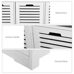 HOMCOM 3-Drawer Shoe Storage Bench - White - 6