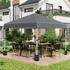 Outsunny 3 x 3 (M) Pop Up Gazebo, UPF 30+ with 2 Sidewalls, Leg Weight Bags and Wheeled Bag, Height Adjustable Party Tent Event Shelter for Garden, Patio, Dark Grey - 2