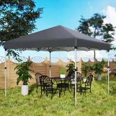 Outsunny 3 x 3 (M) Pop Up Gazebo, UPF 30+ with 2 Sidewalls, Leg Weight Bags and Wheeled Bag, Height Adjustable Party Tent Event Shelter for Garden, Patio, Dark Grey - 9