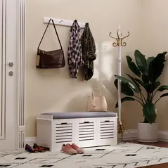 HOMCOM 3-Drawer Shoe Storage Bench - White - 2