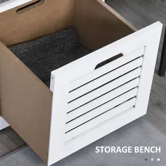 HOMCOM 3-Drawer Shoe Storage Bench - White - 7