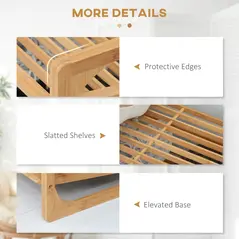 HOMCOM 3-Tier Shoe Rack, Bamboo Shoe Storage Organizer with Slatted Shelves, Free Standing Shoe Shelf Stand for 9 Pairs of Shoes for Entryway, Hallway, Natural - 6