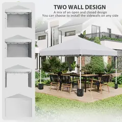 Outsunny 3 x 3 (M) Pop Up Gazebo, UPF 30+ with 2 Sidewalls, Leg Weight Bags and Wheeled Bag, Height Adjustable Party Tent Event Shelter for Garden, Patio, White - 4