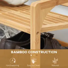 HOMCOM 3-Tier Shoe Rack, Bamboo Shoe Storage Organizer with Slatted Shelves, Free Standing Shoe Shelf Stand for 9 Pairs of Shoes for Entryway, Hallway, Natural - 5