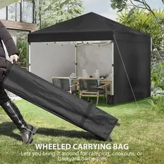 Outsunny 3 x 3 (M) Pop Up Gazebo Event Shelter, Height Adjustable Party Tent with 3 Sidewalls, Weight Bags and Wheeled Bag - 8