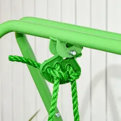 Outsunny Kids Swing, Steel Nursery Swing, with Seatbelt, High Support Back, Front Guard, for Ages 6-36 Months - Green - 7