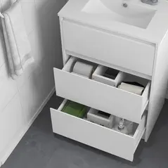 kleankin 600mm Bathroom Vanity Unit with Basin and Single Tap Hole, High Gloss White Floor Standing Bathroom Sink Unit with 2 Drawers for Cloakroom - 9
