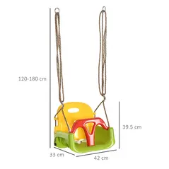 Outsunny 3 in 1 Detachable Kids Swing Seat with Safety Belt, Adjustable Rope for Indoor, Outdoor, Playground, Garden, Green - 3