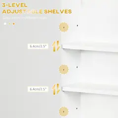 kleankin Bathroom Wall Cabinet, Over Toilet Storage Cupboard with Adjustable Shelves for Hallway, Living Room, White - 5
