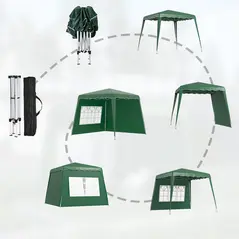 Outsunny 2.4 x 2.4m Two Wall Pop Up Gazebo - Green - 9