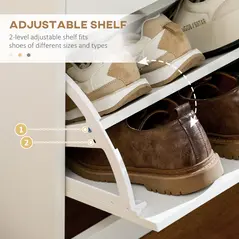 HOMCOM Narrow Shoe Storage with 2 Flip Drawers and Adjustable Shelves Shoe Cabinet Organizer for 12 Pairs of Shoes, White - 5