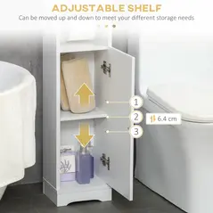 kleankin Multi-Storage Narrow Bathroom Cabinet - White - 5