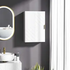 kleankin Bathroom Wall Cabinet, Over Toilet Storage Cupboard with Adjustable Shelves for Hallway, Living Room, White - 2