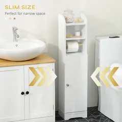 kleankin Multi-Storage Narrow Bathroom Cabinet - White - 6