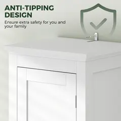 kleankin Tall Bathroom Storage Unit, Slim Bathroom Cabinet with Adjustable Shelves and Double Door, White - 6