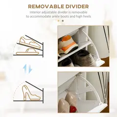 HOMCOM Narrow Shoe Storage with 2 Flip Drawers and Adjustable Shelves Shoe Cabinet Organizer for 12 Pairs of Shoes, White - 6