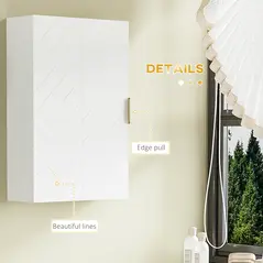 kleankin Bathroom Wall Cabinet, Over Toilet Storage Cupboard with Adjustable Shelves for Hallway, Living Room, White - 6