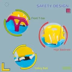 Outsunny 3 in 1 Detachable Kids Swing Seat with Seatbelt, Adjustable Rope for Indoor, Outdoor, Light Blue - 6