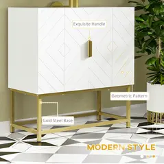 kleankin Bathroom Mirror Cabinet Under Sink Storage Cabinet Basin Cupboard with 2 Doors and Gold Steel Legs - 5