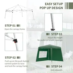 Outsunny 2.4 x 2.4m Two Wall Pop Up Gazebo - Green - 5