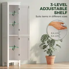 kleankin Tall Bathroom Storage Unit, Slim Bathroom Cabinet with Adjustable Shelves and Double Door, White - 5