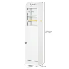 kleankin Multi-Storage Narrow Bathroom Cabinet - White - 3