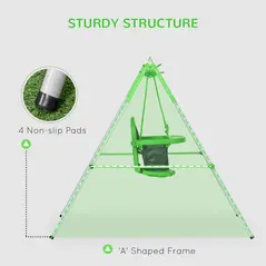 Outsunny Kids Swing, Steel Nursery Swing, with Seatbelt, High Support Back, Front Guard, for Ages 6-36 Months - Green - 6