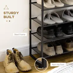 HOMCOM 8-Tier Shoe Rack, Shoe Storage Organizer with Mesh Shelves, Free Standing Shoe Shelf Stand for 21-24 Pairs of Shoes for Entryway, Hallway, Closet, Grey - 5