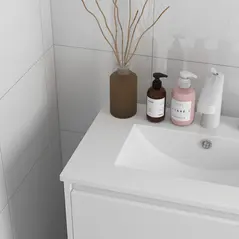 kleankin 600mm Bathroom Vanity Unit with Basin and Single Tap Hole, High Gloss White Floor Standing Bathroom Sink Unit with 2 Drawers for Cloakroom - 8