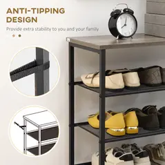 HOMCOM 8-Tier Shoe Rack, Shoe Storage Organizer with Mesh Shelves, Free Standing Shoe Shelf Stand for 21-24 Pairs of Shoes for Entryway, Hallway, Closet, Grey - 6
