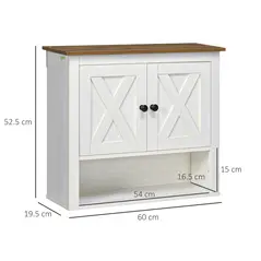 kleankin On-Wall Farmhouse Bathroom Storage Cabinet - White - 3