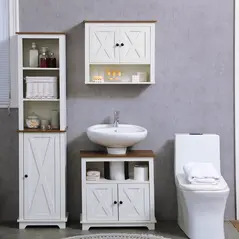kleankin On-Wall Farmhouse Bathroom Storage Cabinet - White - 7