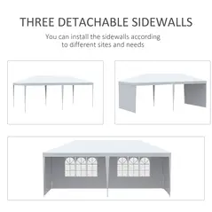 Outsunny 6 x 3 m Party Tent Gazebo Marquee Outdoor Patio Canopy Shelter with Windows and Side Panels White - 7