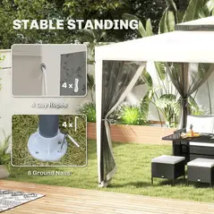 Outsunny 3 x 3 m Gazebo, Netting Party Tent, Patio Canopy Outdoor Event Shelter with Double Tier Roof, Cream White - 8