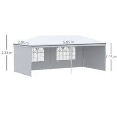 Outsunny 6 x 3 m Party Tent Gazebo Marquee Outdoor Patio Canopy Shelter with Windows and Side Panels White - 4