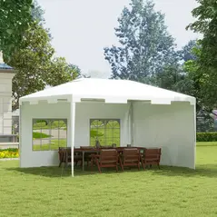 Outsunny 3 x 4 m Garden Gazebo Shelter Marquee Party Tent with 2 Sidewalls for Patio Yard Outdoor - White - 2