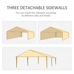 Outsunny 6x3 m Party Tent Gazebo Marquee Outdoor Patio Canopy Shelter with Windows and Side Panels, Green - 6
