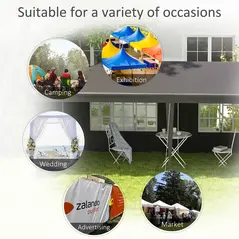 Outsunny 2.95 x 5.83 m Semi-Open Gazebo - Dark Grey - 7